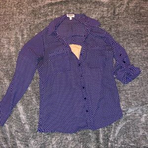 Blue polka dot Express portofino button down shirt